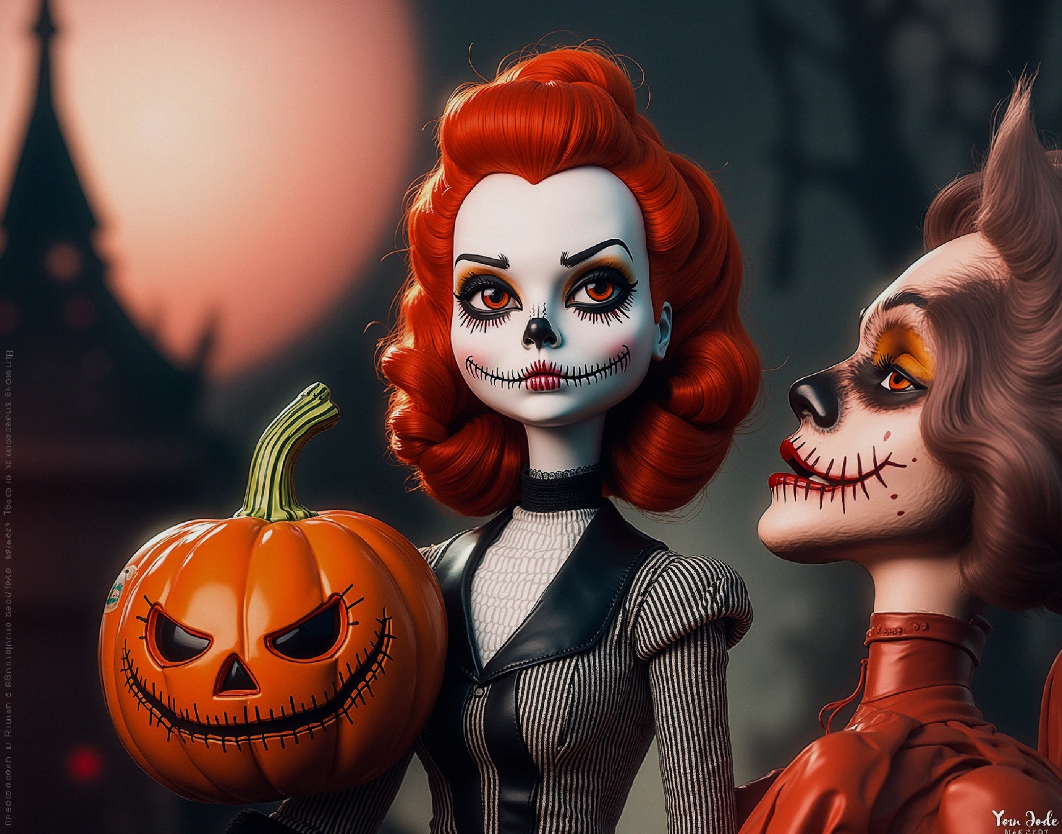 Halloween-Themed Dolls with Spooky Designs and Details