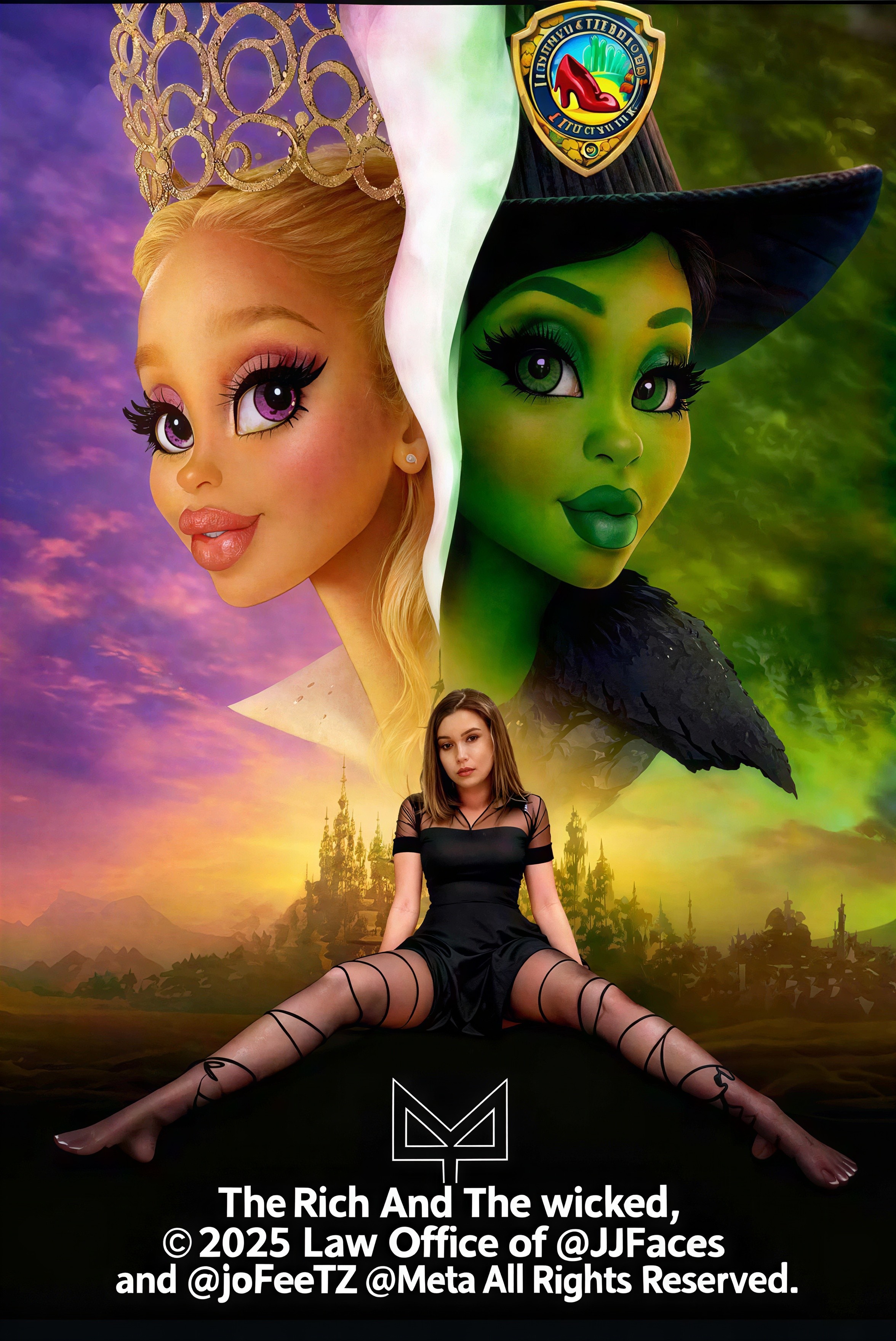 Fantastical Female Figures in Colorful Landscape Scene