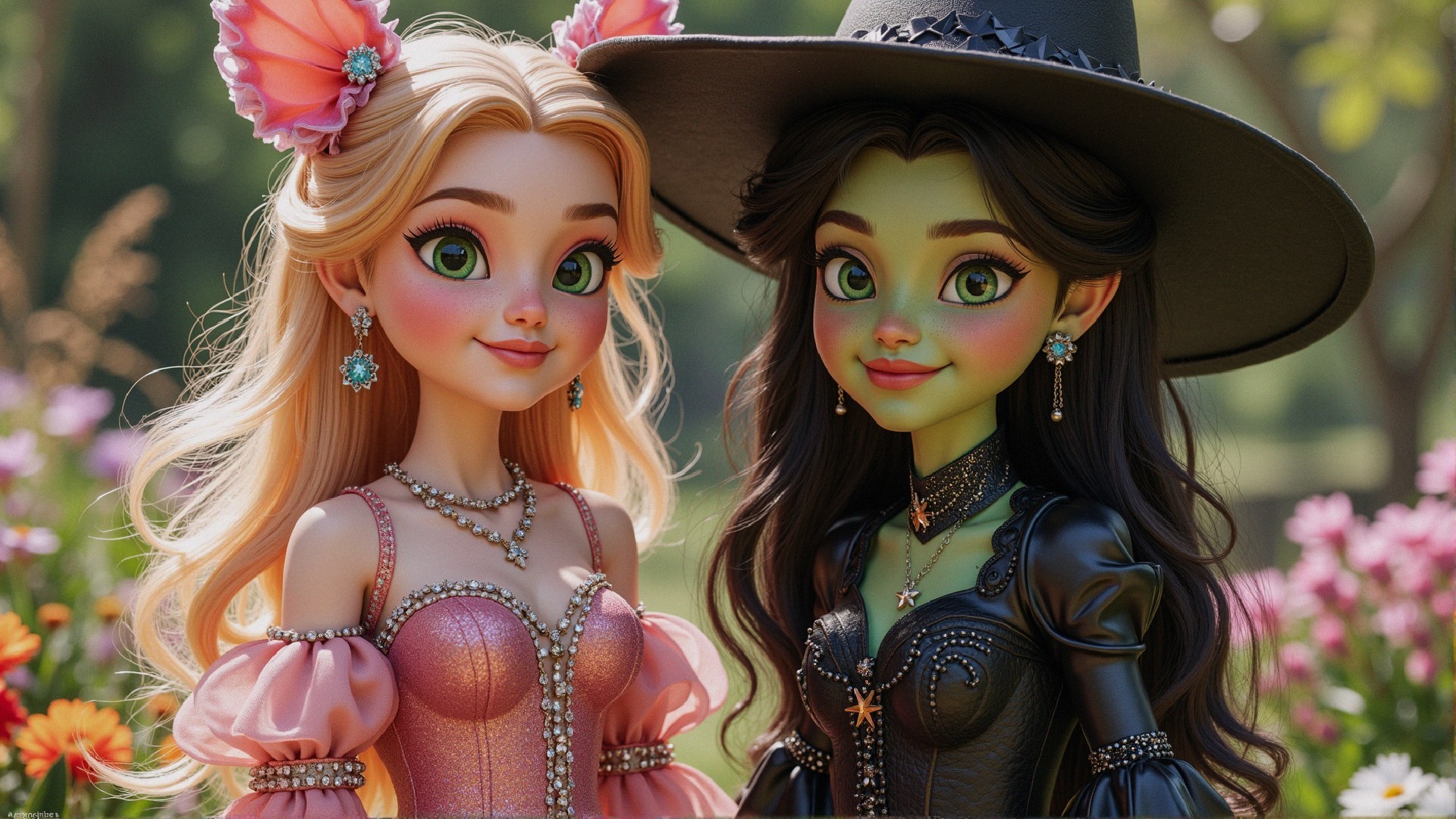 Enchanting Characters in a Colorful Outdoor Setting