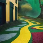 Whimsical Pathway in a Vibrant Landscape Setting