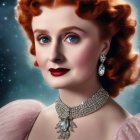 Regal Figure in Pink Gown with Silver Tiara and Jewelry