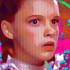 Stylized portrait of a young woman with vibrant background