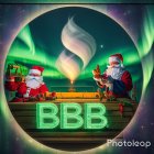 Santas in Festive Attire with Holiday Decorations