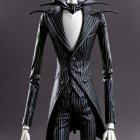 Stylized Skeletal Figurine in Pinstriped Suit
