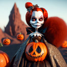 Halloween-Inspired Whimsical Doll with Pumpkin