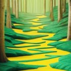 Winding Yellow Path Through a Serene Forest
