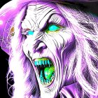 Sinister Witch with Pale Skin and Green Eyes