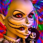 Stylized Figure with Intricate Features and Doll