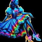 Stylized Illustration of a Girl in Colorful Dress