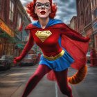 Playful Superhero Character in Vibrant Costume