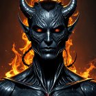 Demonic Figure with Dark Features and Glowing Eyes
