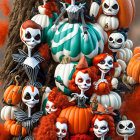 Stylized Skeleton Characters Celebrating Halloween Festivities