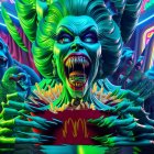 Fantastical Creature with Vibrant Skin and Fries Box