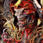 Fantastical creature with vivid colors and surreal details