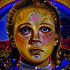 Stylized Portrait of a Girl with Cosmic Background