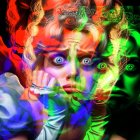 Surreal Portrait of a Woman with Blue Eyes and Tiara