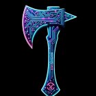 Digital Axe Design with Circuit Patterns in Blue and Pink