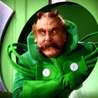 Whimsical Character in Green Circular Frame Design
