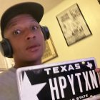 Blue and Gold Shield with Texas License Plate Design