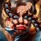 Surreal Portrait of a Woman with Distorted Features