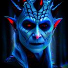 Fantastical Character with Blue Skin and Horns