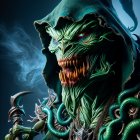 Fearsome Creature in Dark Robes with Green Skin