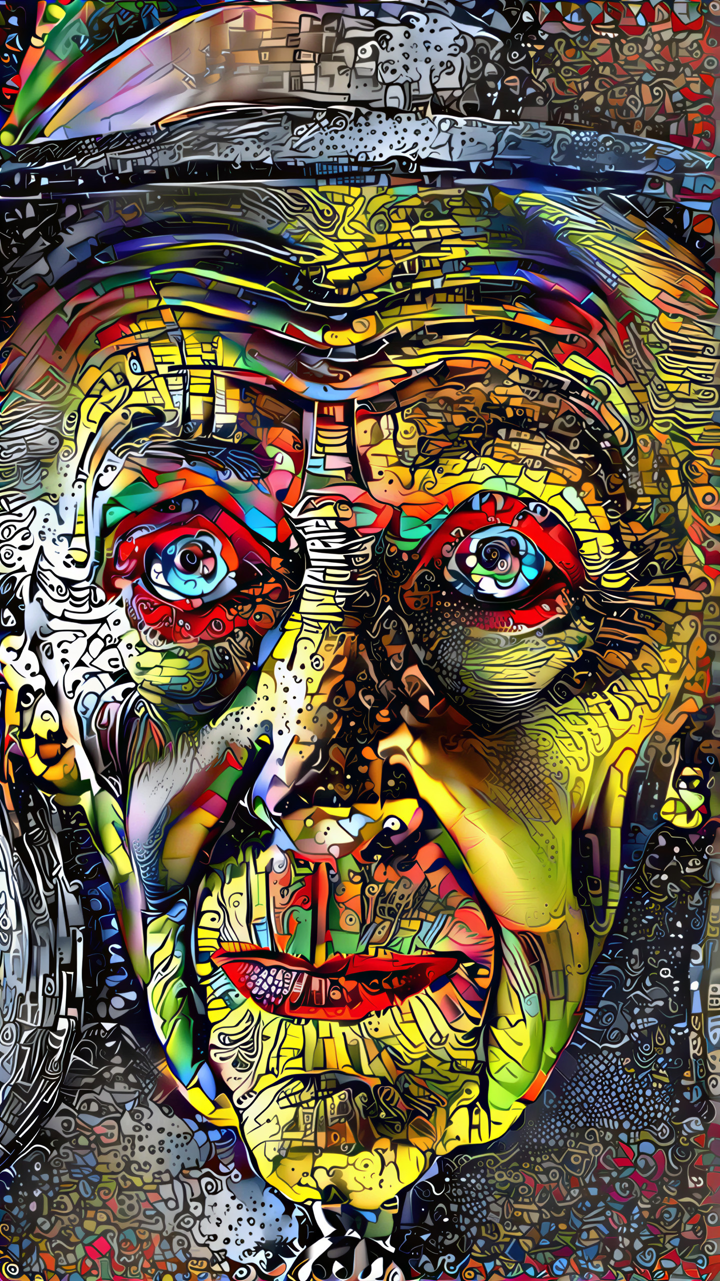 Abstract Colorful Portrait of an Elderly Face