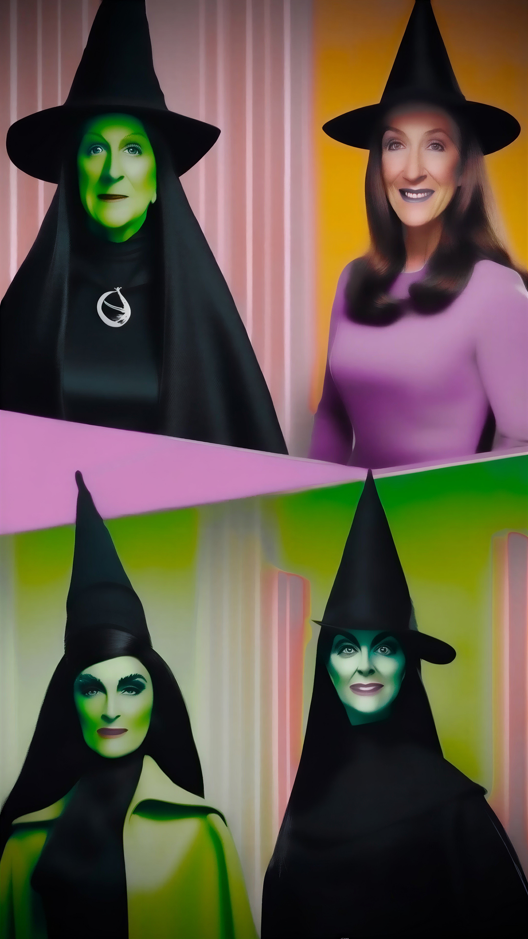 Women in Witch Costumes with Iconic Hats and Styles