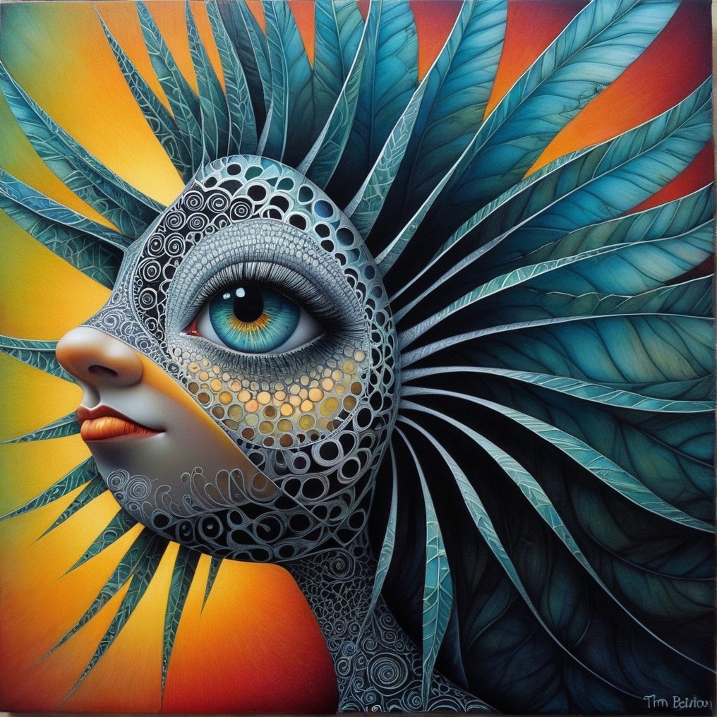 Whimsical Profile with Intricate Patterns and Vibrant Colors