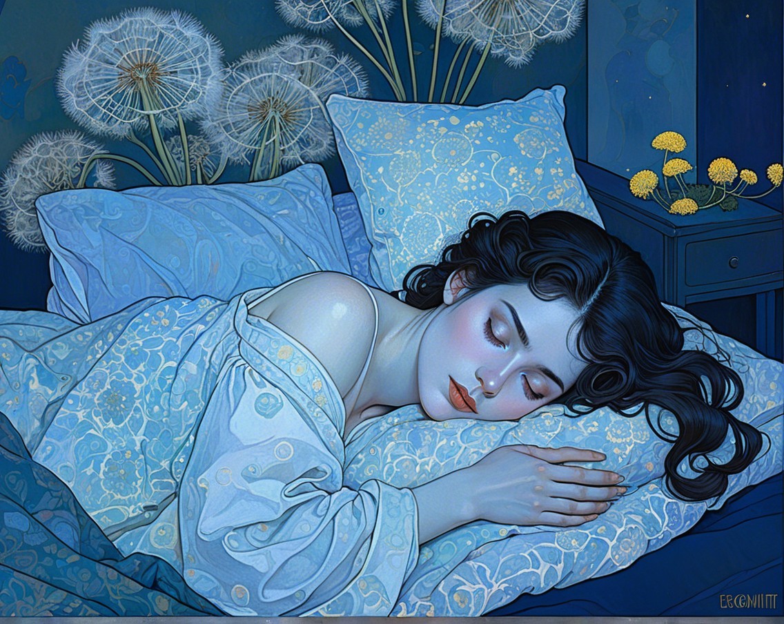 Serene Scene of a Young Woman Asleep on Pillows