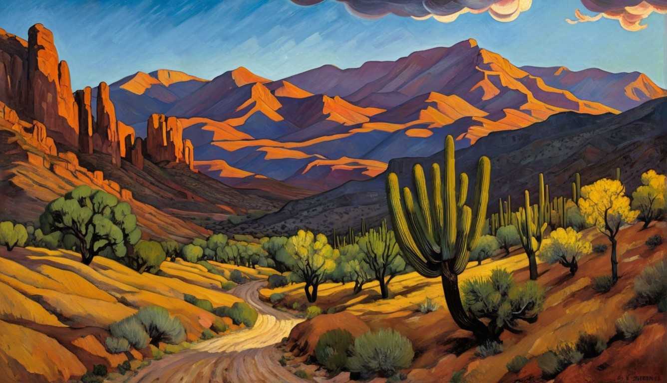 Vibrant Desert Landscape with Red Rock Formations