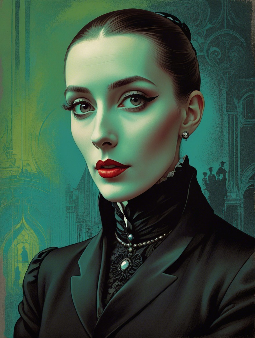 Portrait of a Woman with Elegant Makeup and Lace Outfit