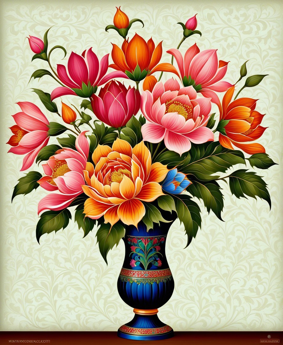 Vibrant Bouquet of Flowers in Decorative Vase