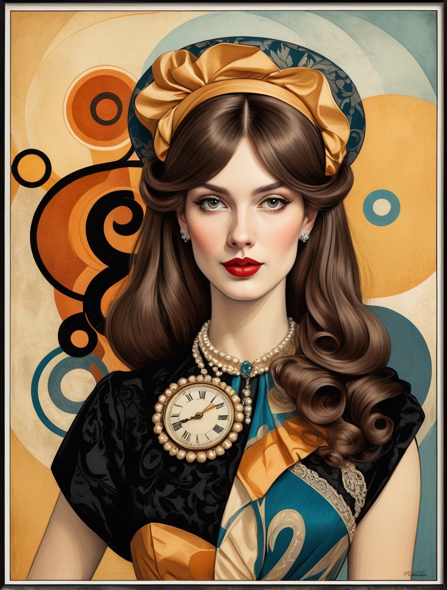Stylish Woman in Vibrant Dress with Elegant Accessories