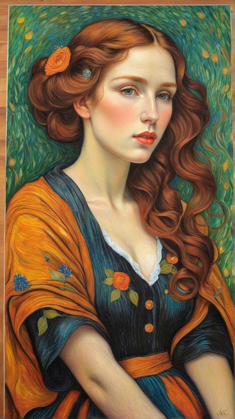 Portrait of a Young Woman in Floral Garment