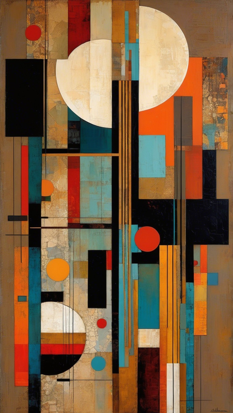 Vibrant Abstract Artwork with Geometric Shapes and Colors