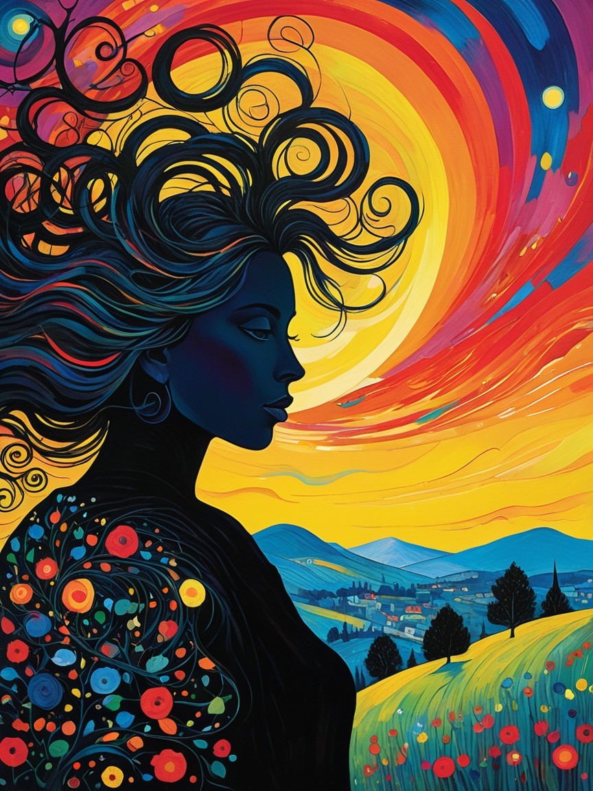 Vibrant Fauvist Digital Painting of a Woman in Profile