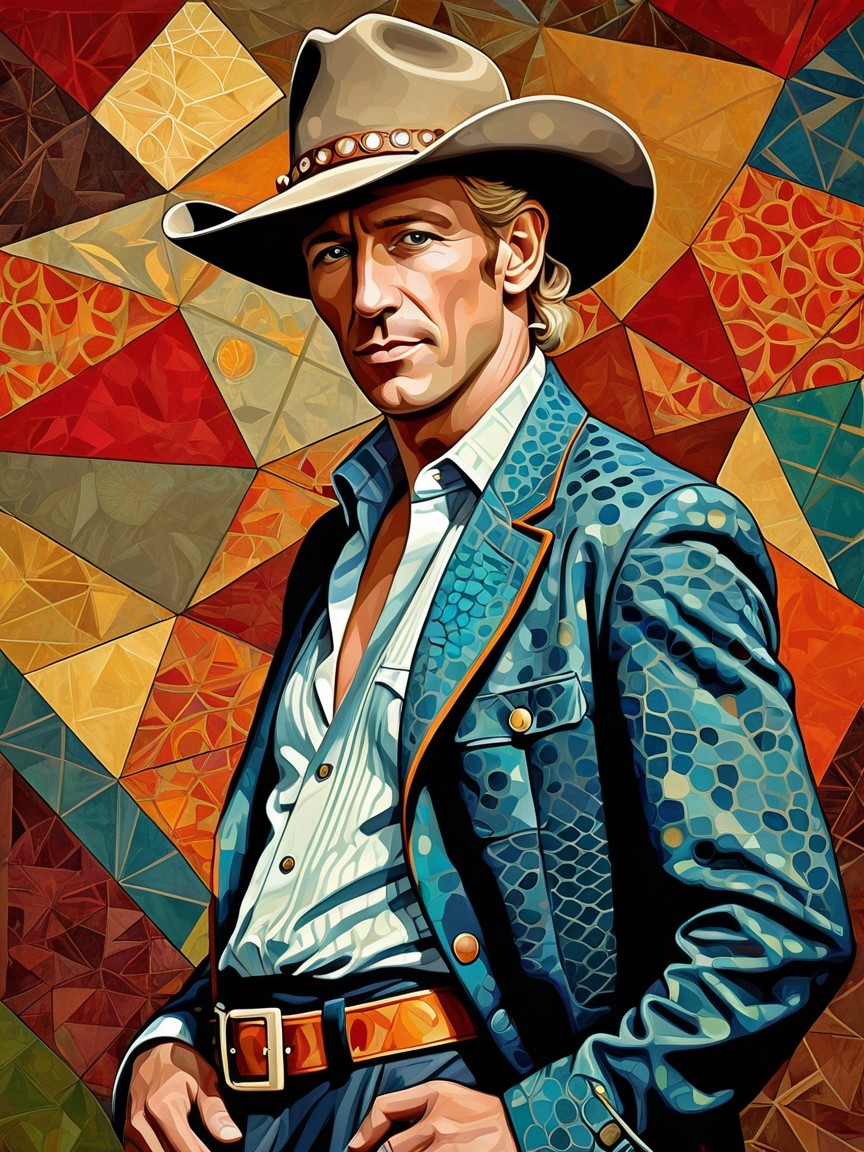 Stylized Portrait of a Confident Man in Cowboy Hat