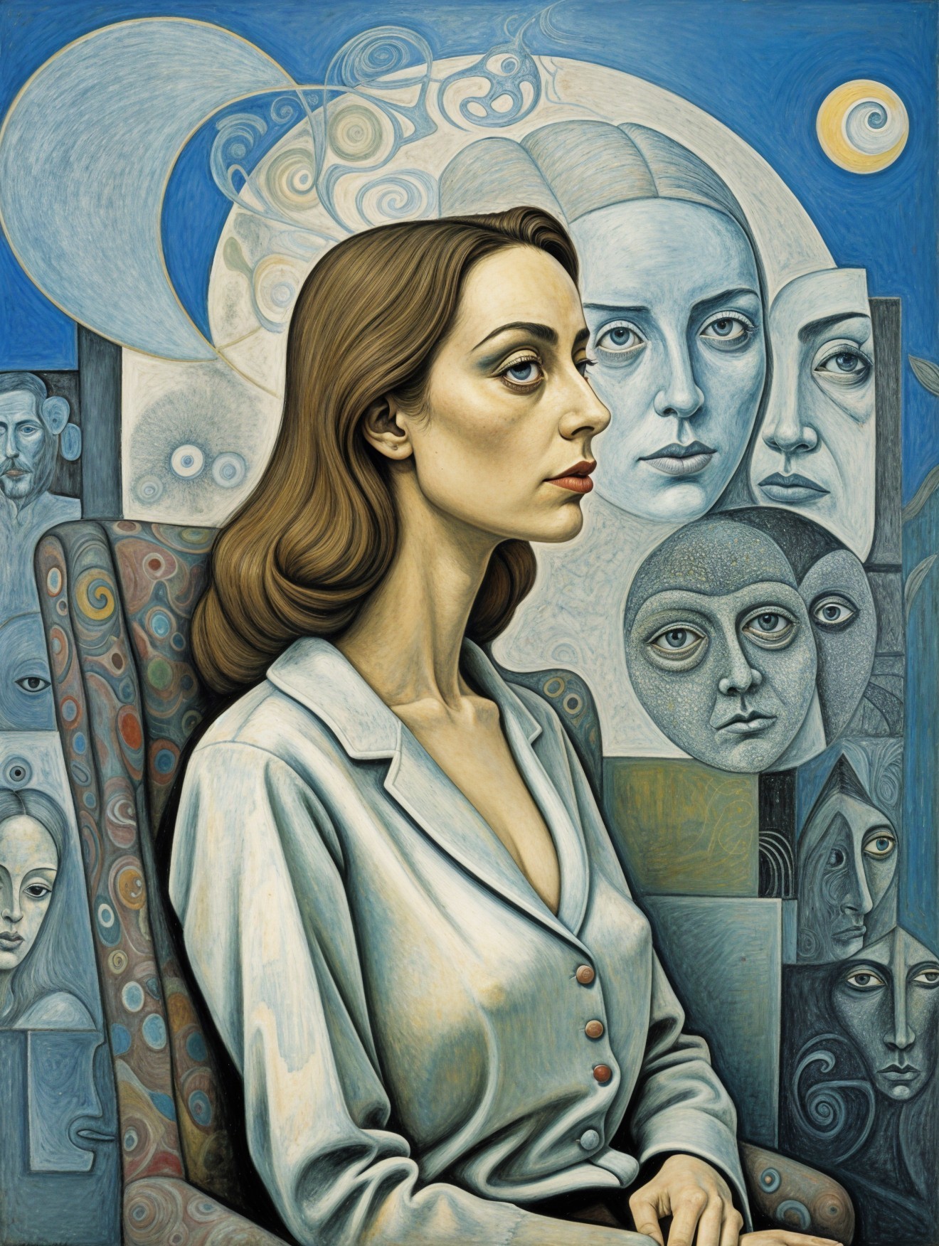 Portrait of a Woman in Profile with Abstract Background