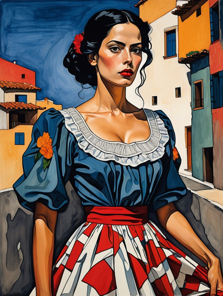 Confident Woman in Vibrant Traditional Outfit