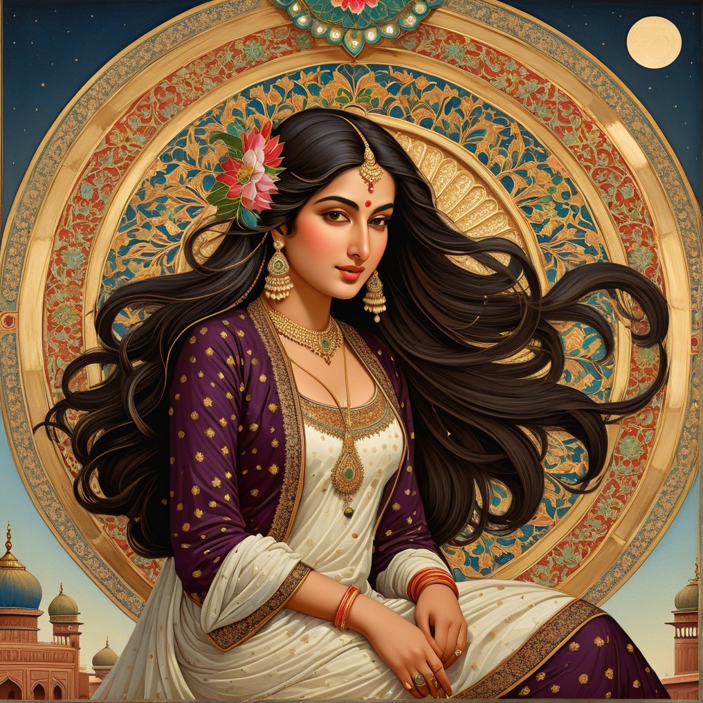 Elegant Woman in Traditional Attire with Floral Accents