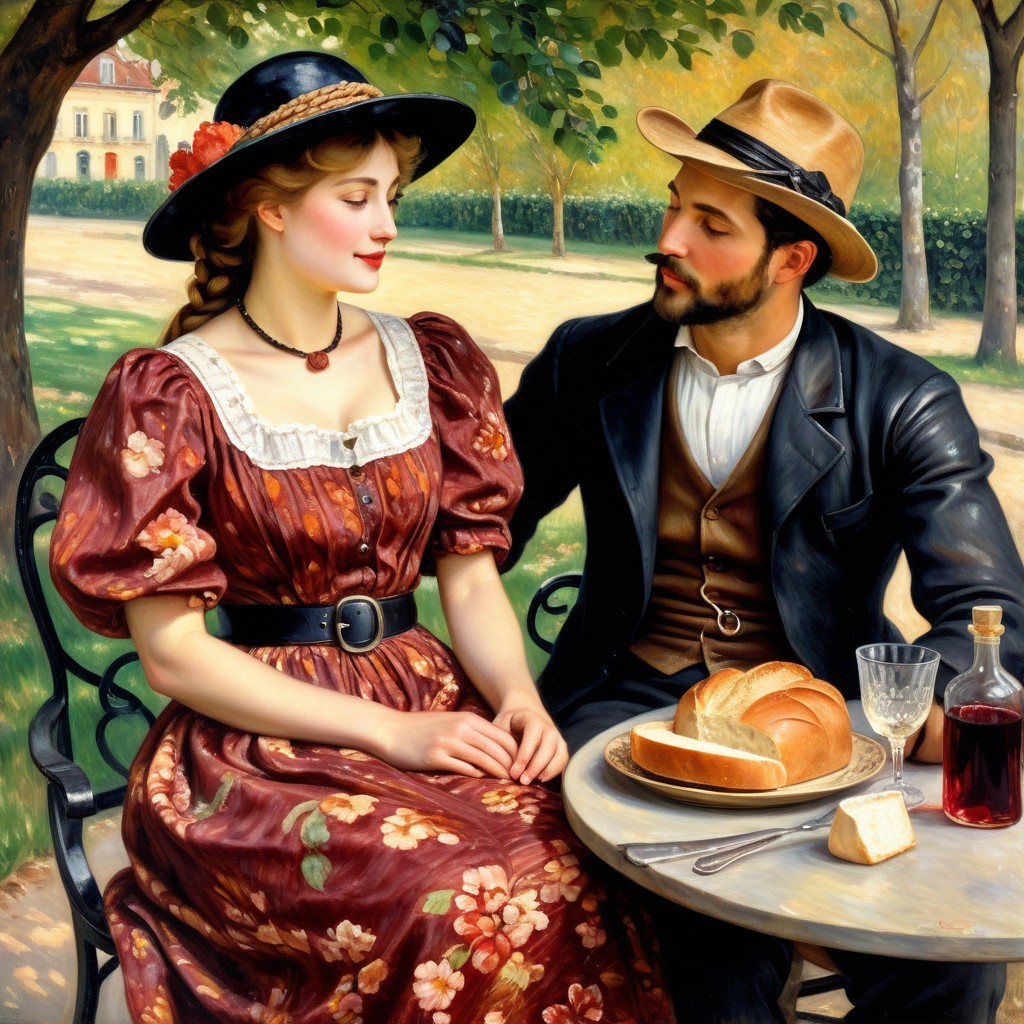 Romantic Outdoor Scene with Couple and Nature Setting