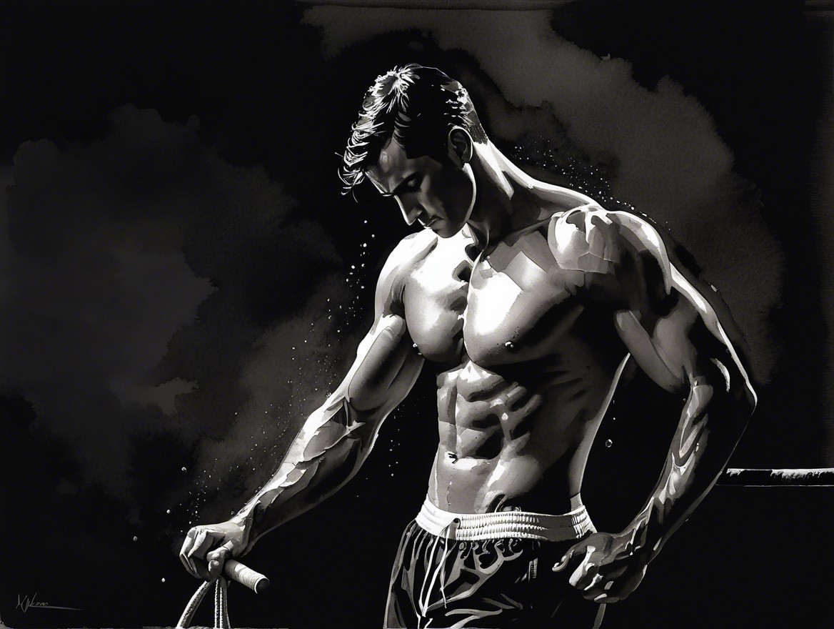 Muscular Man in Dramatic Monochrome Lighting