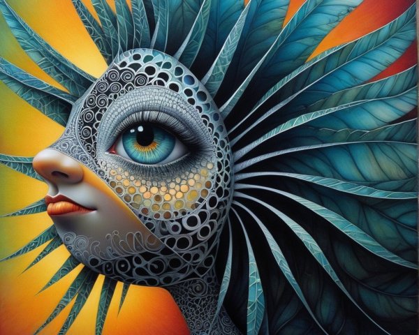 Whimsical Profile with Intricate Patterns and Vibrant Colors