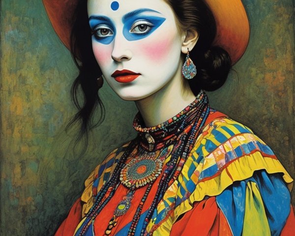 Portrait of a Woman in Colorful Traditional Attire