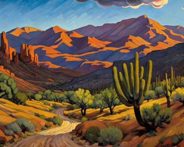 Vibrant Desert Landscape with Red Rock Formations