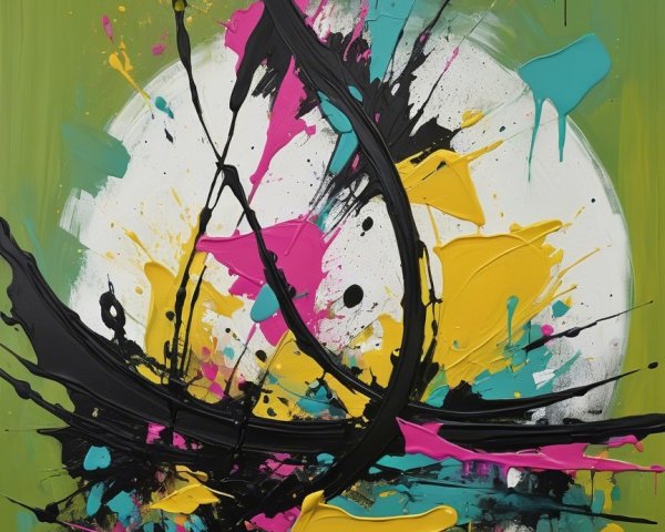 Vibrant Abstract Painting with Dynamic Color Swirls