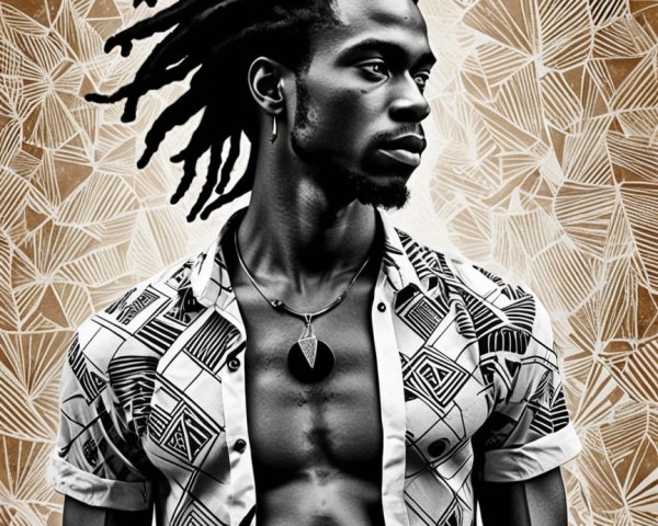 Black and White Portrait of a Man with Dreadlocks