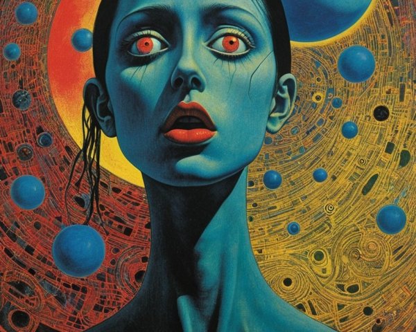 Surreal Portrait of a Woman with Cosmic Background