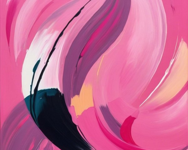 Abstract Painting with Dynamic Pink Swirls and Depth